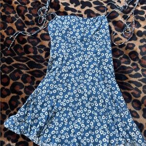 Floral Blue Spaghetti Strap Dress